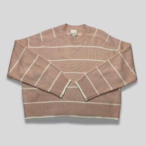 INDUSTRY Blush Pink Striped Knit Sweater Crewneck Pullover NWT Size L